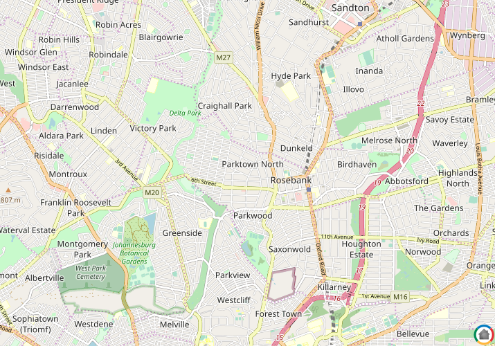 Map location of Parktown North